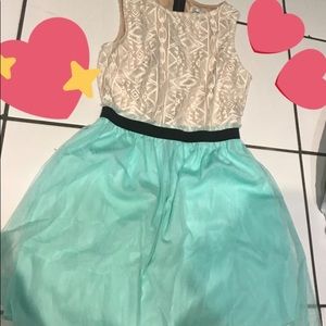 Teal/ White Dress